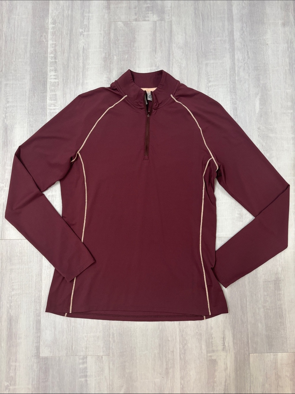 adidas Women's Half-Zip Long-Sleeve Burgundy with Blush Pink Piping Small